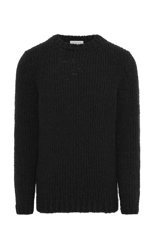 Typhon Knit Sweater in Black Cashmere Boucle