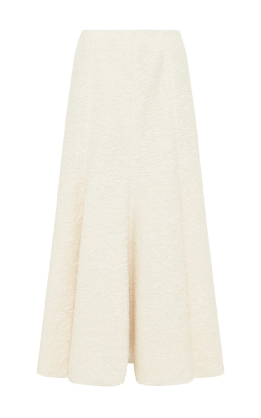 Amy Midi Skirt in Ivory Recycled Cashmere Boucle