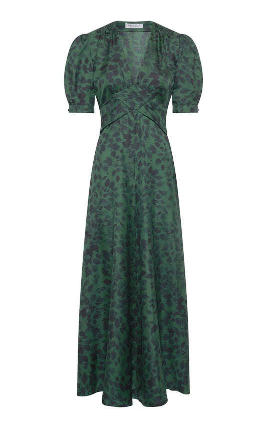 Larkin Maxi Dress in English Green Printed Silk