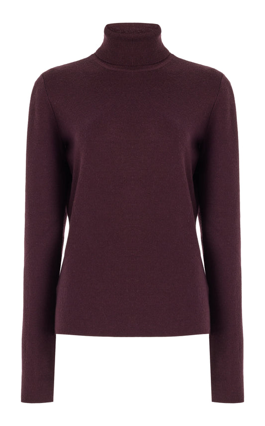 May Knit Turtleneck in Deep Bordeaux Merino Wool Cashmere