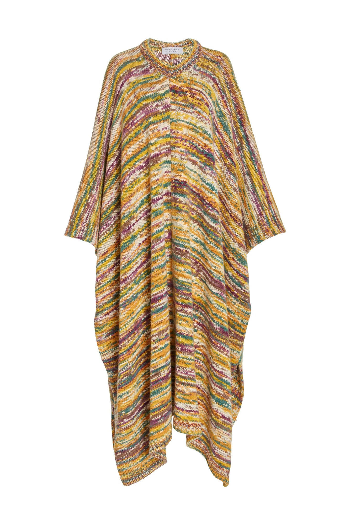 Lopez Knit Poncho in Petrol Multi Cashmere