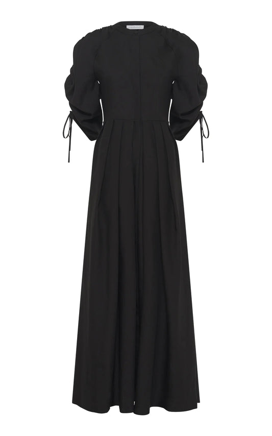 Linnea Maxi Dress in Black Aloe Linen