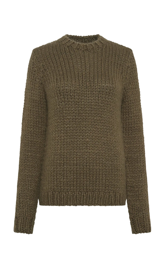 Poros Knit Sweater in Olive Cashmere
