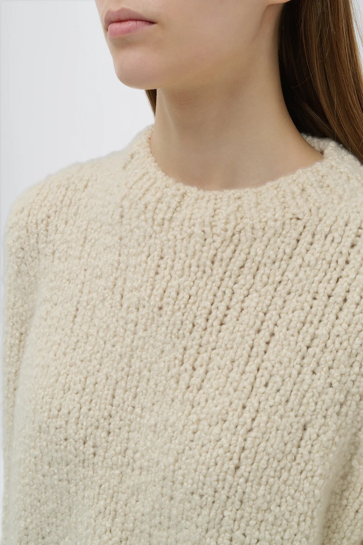 Typhon Knit Sweater in Ivory Cashmere Boucle