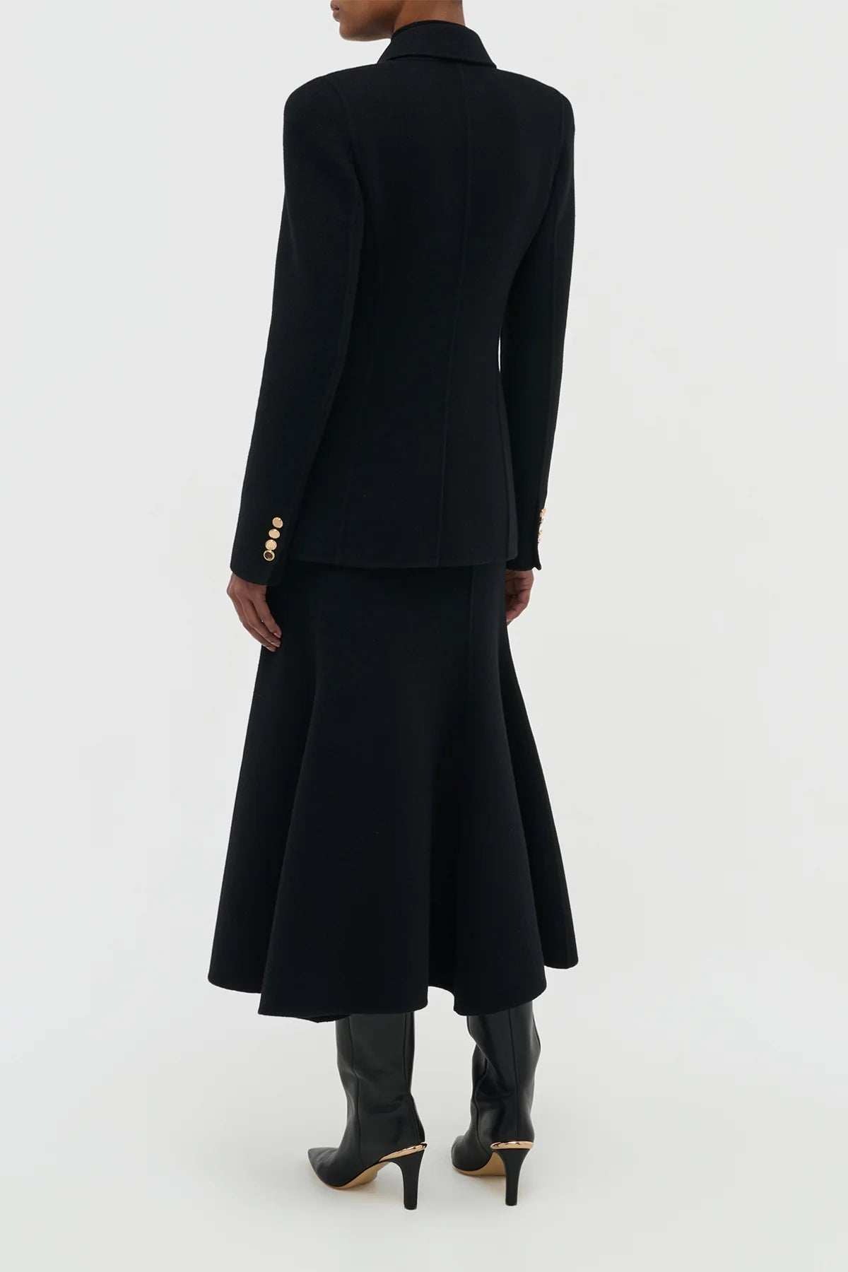 Patterson Midi Skirt in Black Double-face Recycled Cashmere