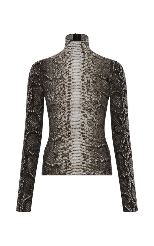 Beda Knit Turtleneck in Greyscale Cashmere Silk