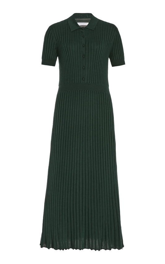 Amor Knit Midi Dress in English Green Cashmere Silk