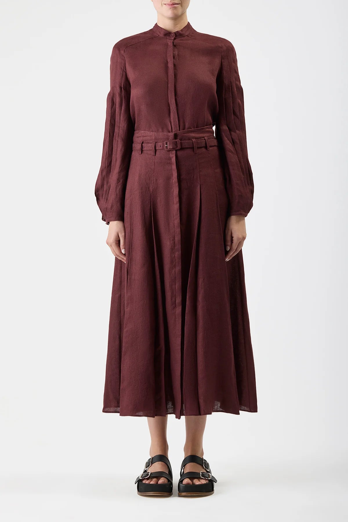Laetitia Blouse in Deep Bordeaux Linen