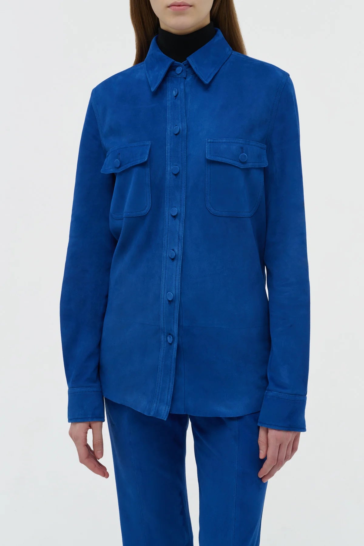 John Austin Shirt in Cobalt Suede