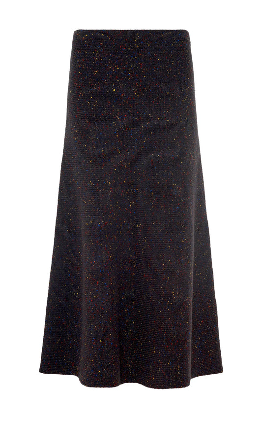 Eden Knit Midi Skirt in Charcoal Multi Speckled Aran Cashmere