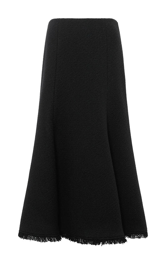Patterson Midi Skirt in Black Virgin Wool Cashmere