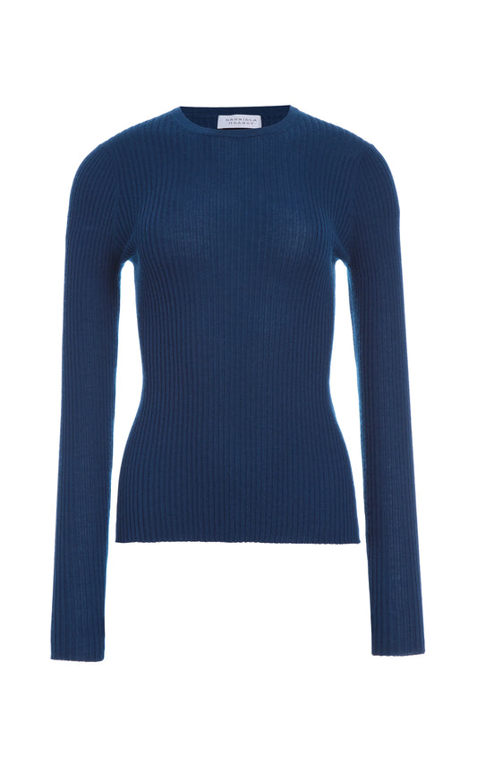 Browning Knit Sweater in Washed Denim Cashmere Silk