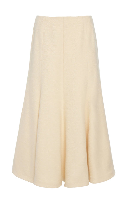 Selma Maxi Skirt in Ivory Silk Tweed