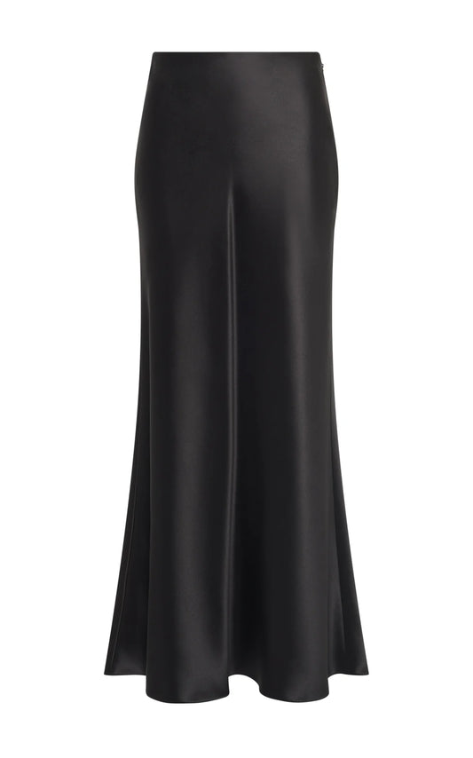 Frei Maxi Skirt in Black Silk Satin
