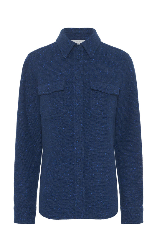 John Austin Shirt in Electric Navy Speckled Cashmere