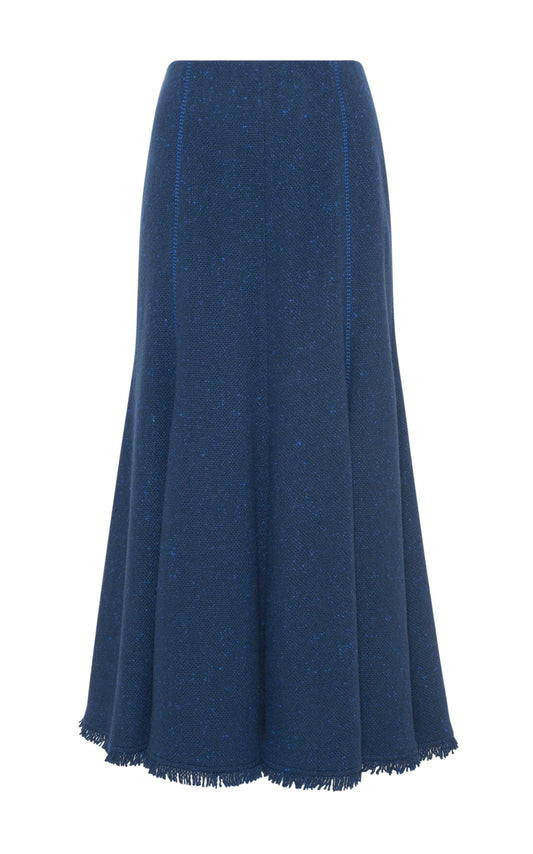 Amy Midi Skirt in Electric Navy Speckled Cashmere