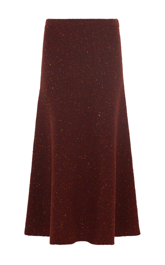 Eden Knit Midi Skirt in Burnt Sienna Multi Speckled Aran Cashmere