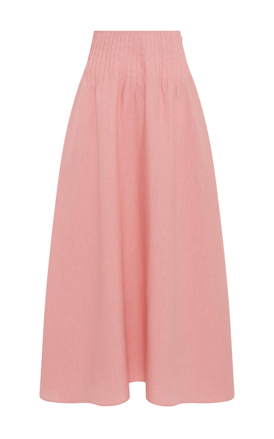 Penelope Midi Skirt in Rosa Aloe Linen