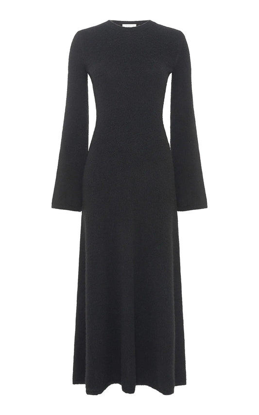 Uriel Knit Maxi Dress in Black Brushed Cashmere