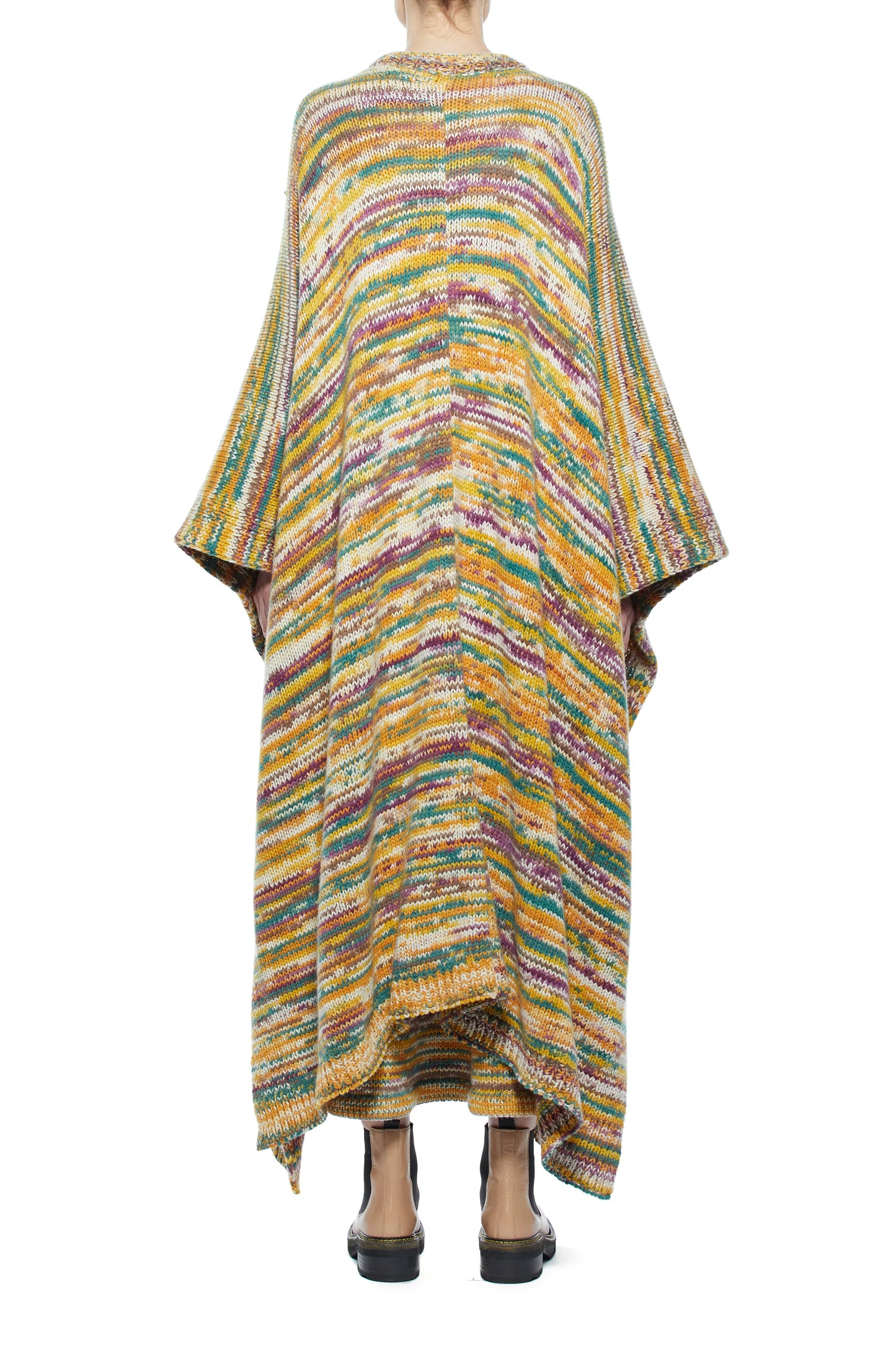 Lopez Knit Poncho in Petrol Multi Cashmere