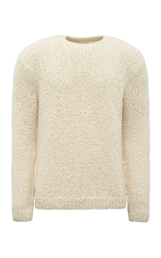 Typhon Knit Sweater in Ivory Cashmere Boucle