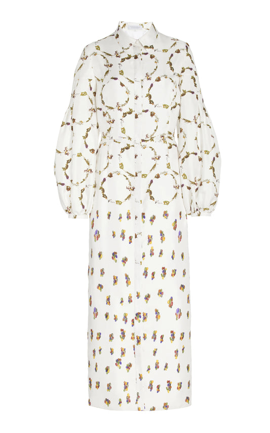 Mauri Shirtdress in Ivory Printed Silk Twill
