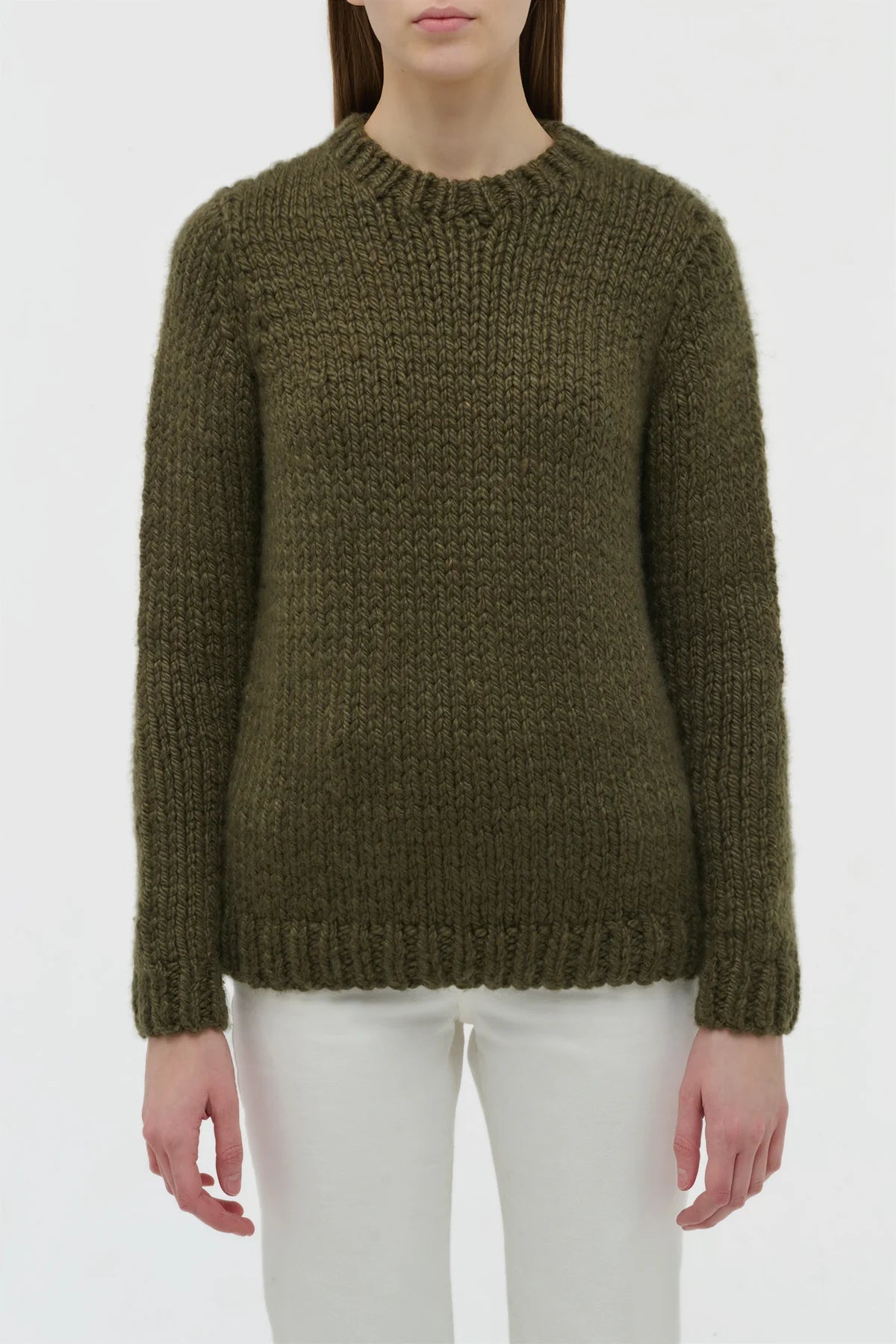 Poros Knit Sweater in Olive Cashmere