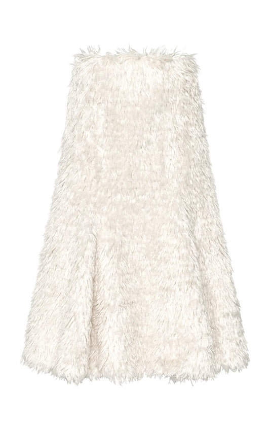Patterson Midi Skirt in Ivory Silk Fur