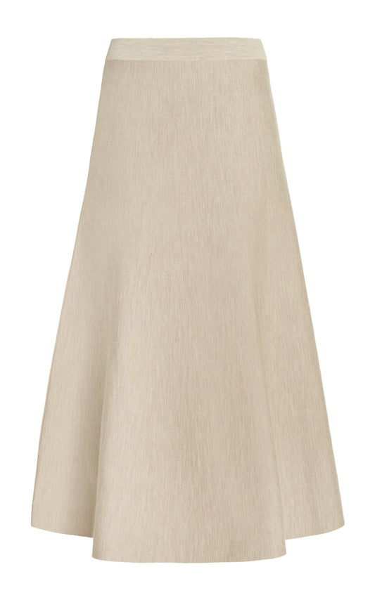 Freddie Knit Midi Skirt in Oatmeal Merino Wool Cashmere