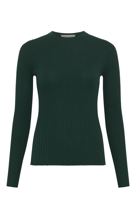 Browning Knit Sweater in English Green Cashmere Silk